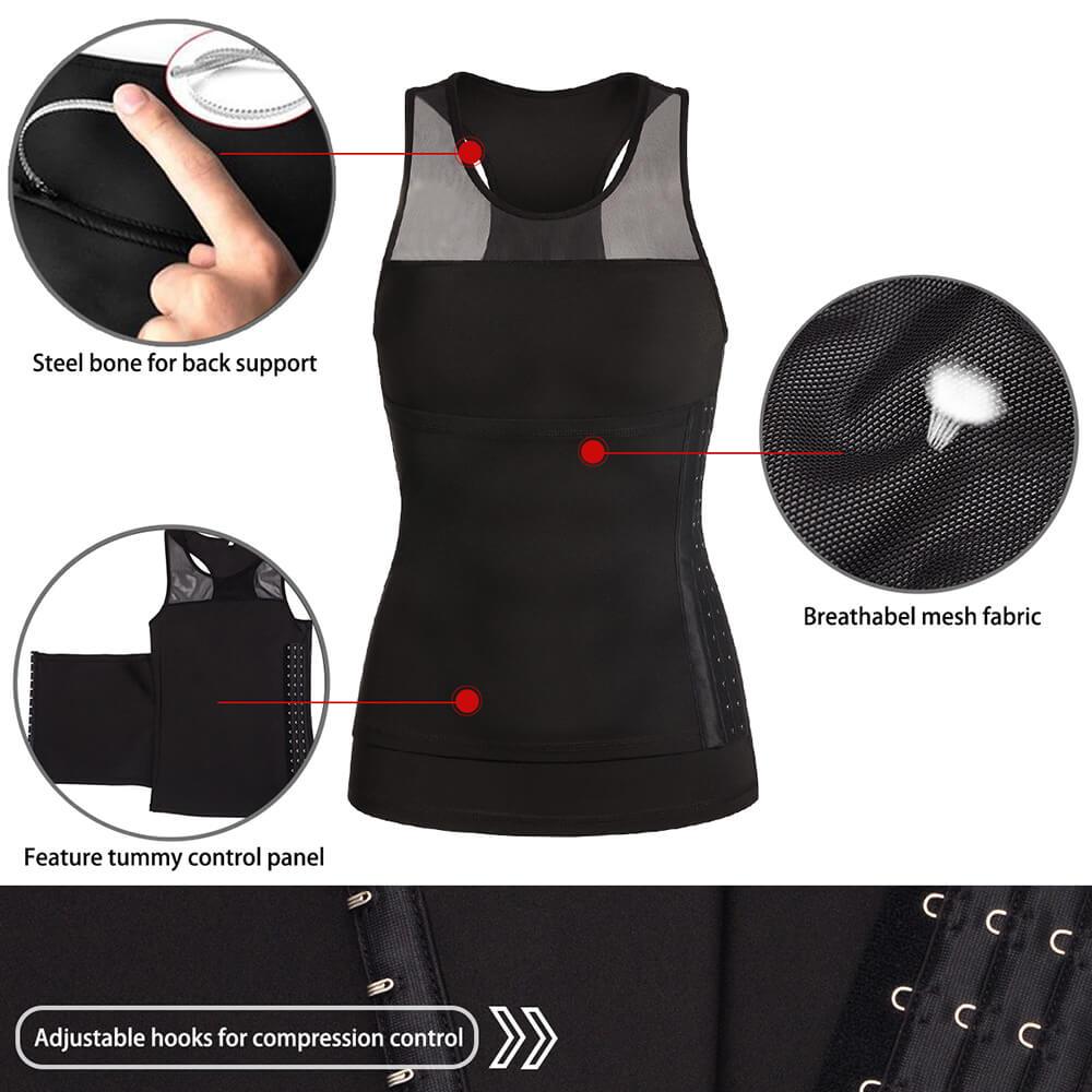 Black Compress Abdomen Vest Shaper Undershirt - Nebility