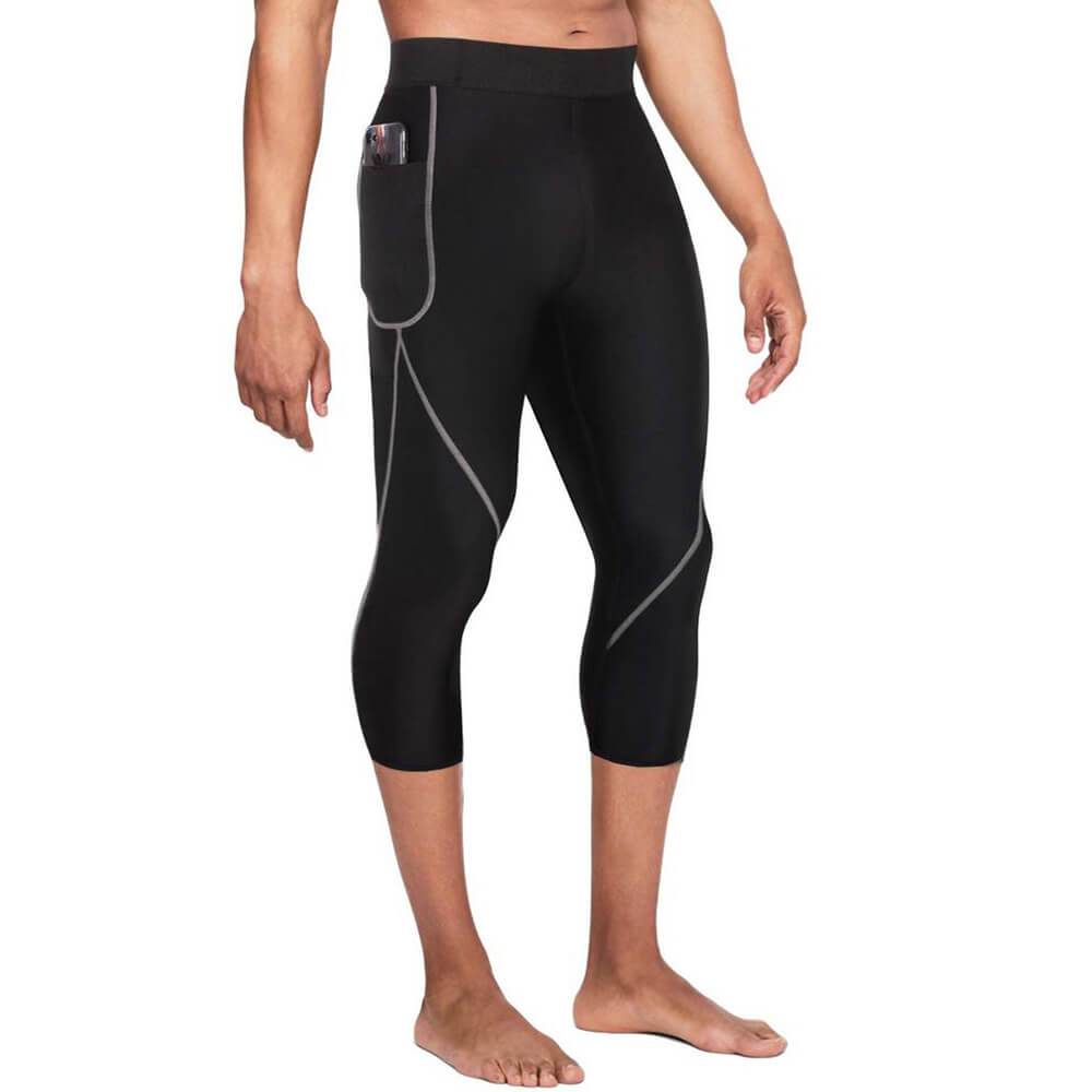 Men Neoprene Sauna Sweat Fitness Workout Pant With Side Pockets - Nebility