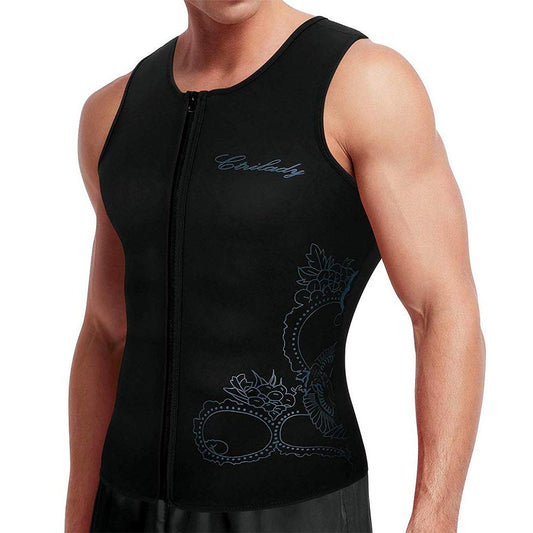Mens Fashion Matte Neoprene Workout Zipper Sleeveless Vest - Nebility