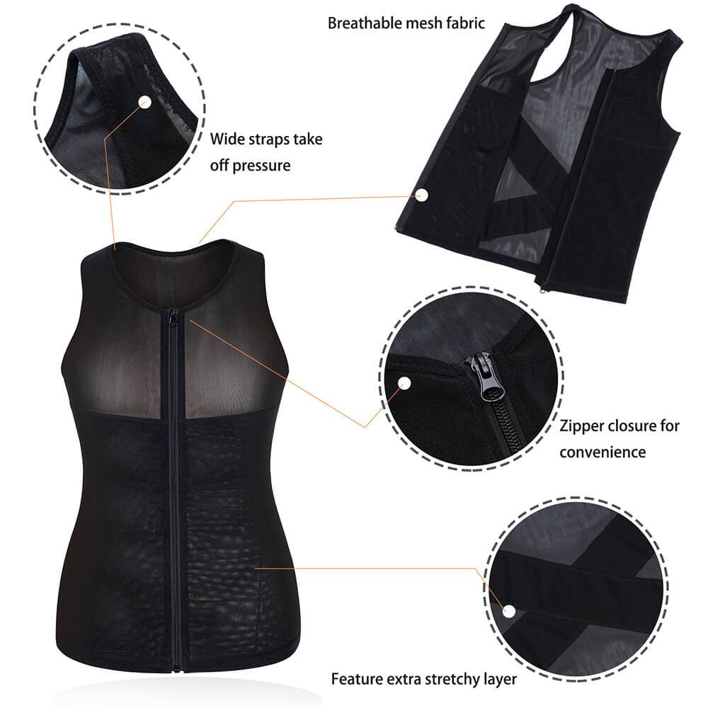 Nebility Abs Tummy Control Tank Top With Zipper