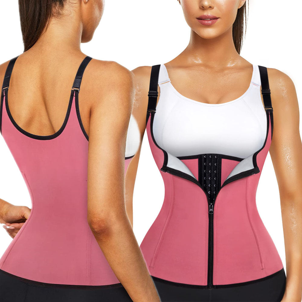 Nebility Women Heat Trapping Sweat Adjustable Zipper Corset