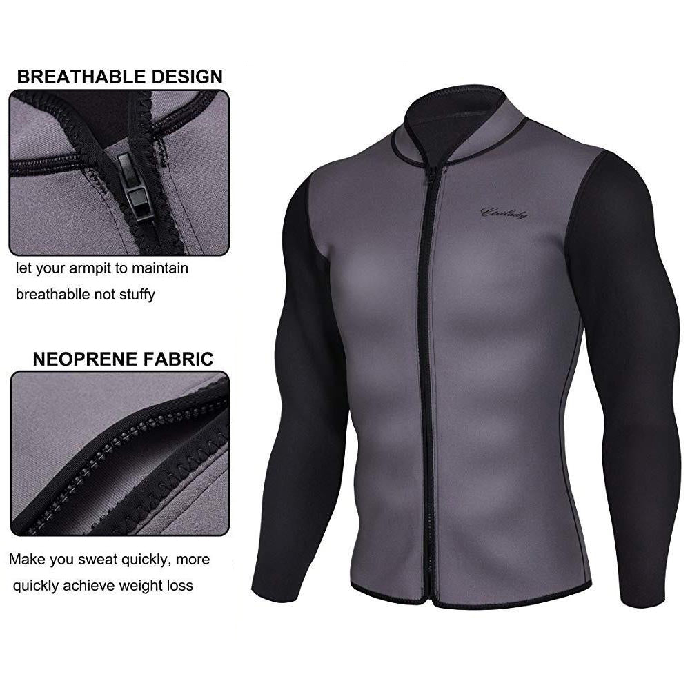 Mens Waterproof Hot Suana Comression Jacket With Zipper Grey - Nebility