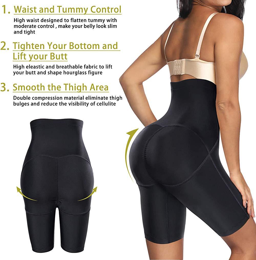Women High Waist Cincher Mid-Length Body Shaper Shorts - Nebility