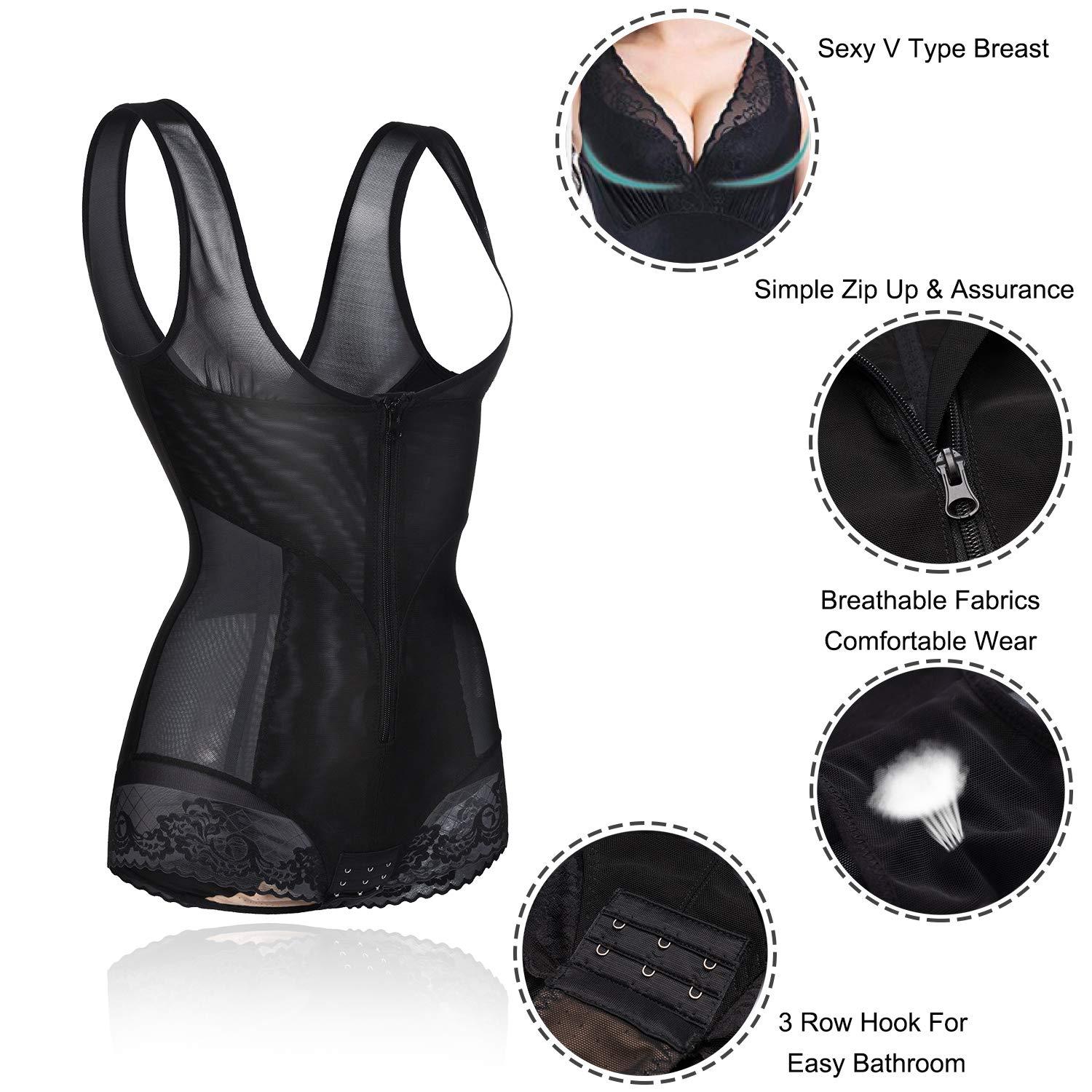 Womens Breathable Hourglass Open Back Shapewear Bodysuit - Nebility
