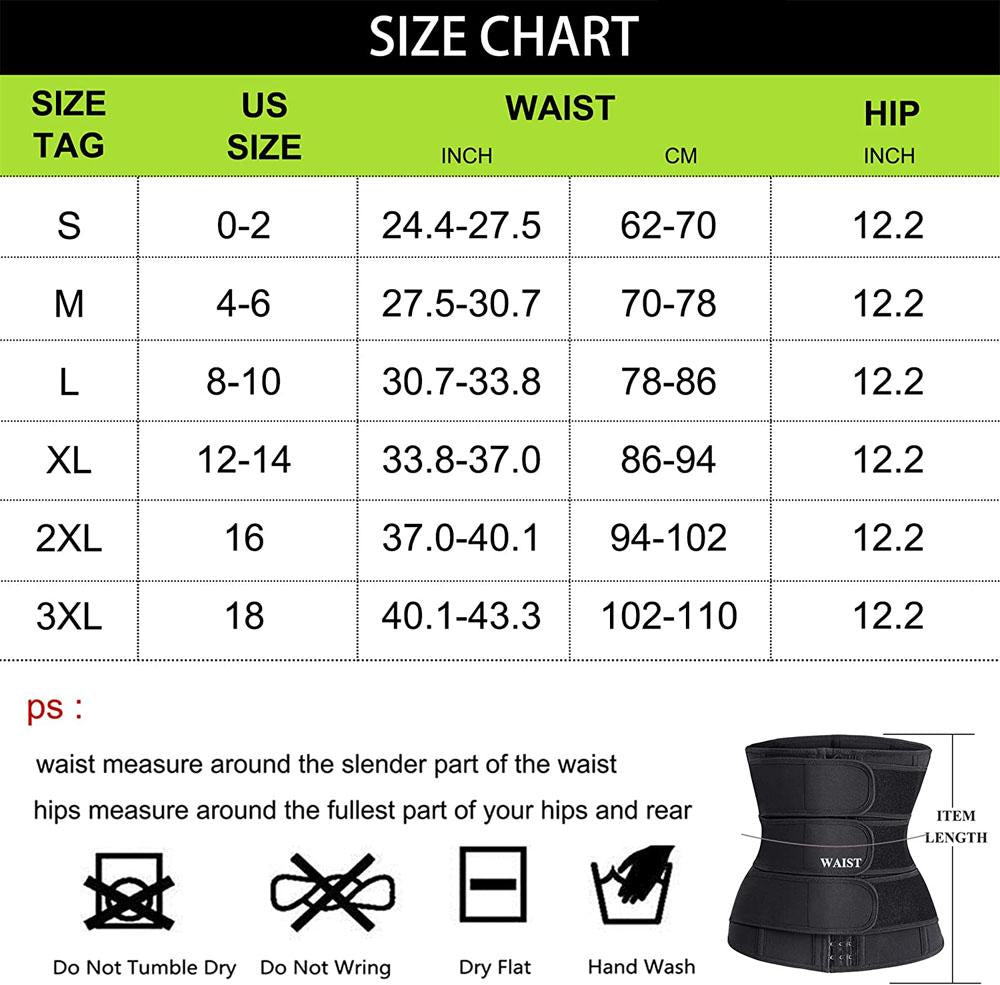 3 Straps Sauna Hot Waist Trainer Belt For Women Workout Size Chart - Nebility