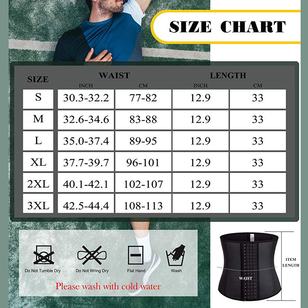 Waist Trainer Belt For Men Fat Burning Size Chart  - Nebility
