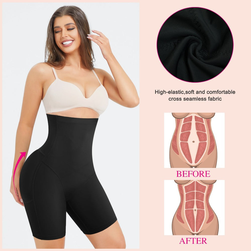 Shaper panties with double layers cross compression,targeted flatten your tummy,reduce your waistline.
