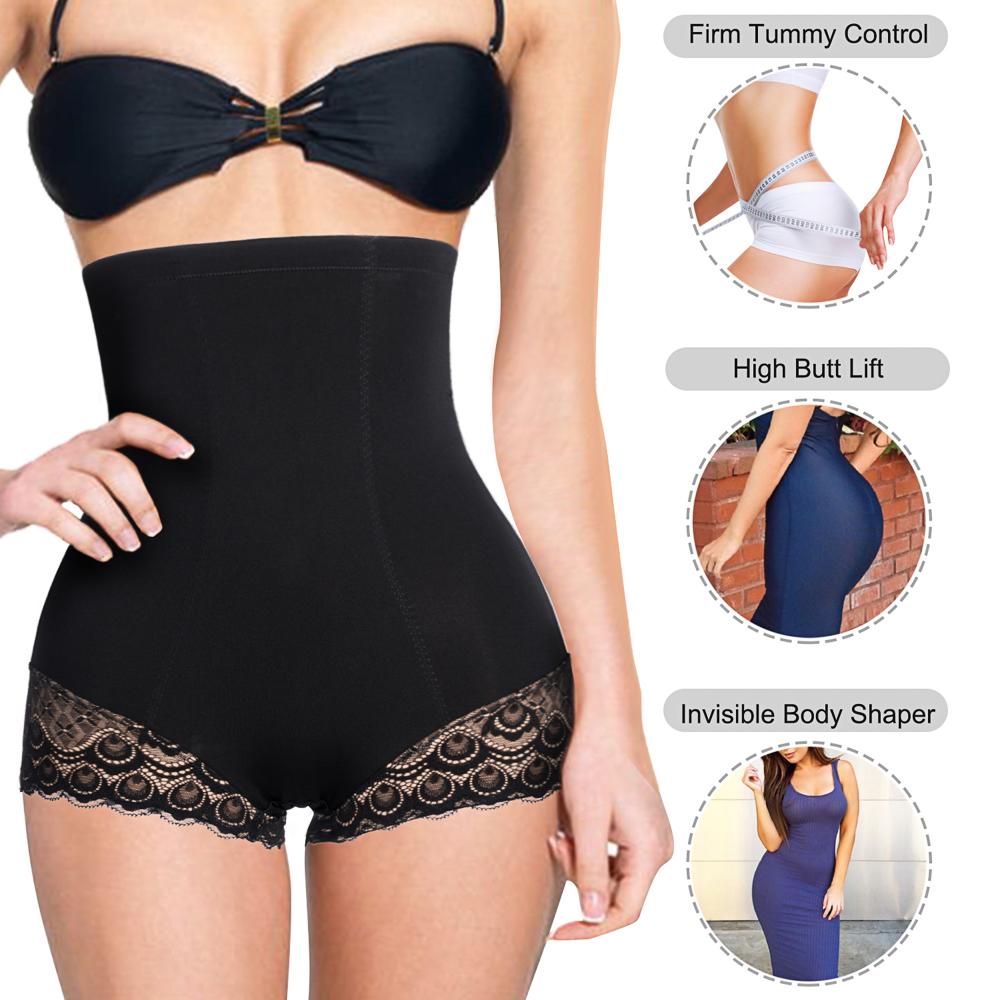 Women Tummy Control Slimmer Lace Briefs High Waist Underwear - Nebility