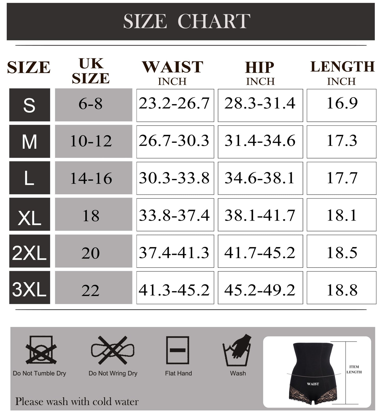Women Tummy Control Slimmer Lace Briefs High Waist Underwear Size Chart - Nebility