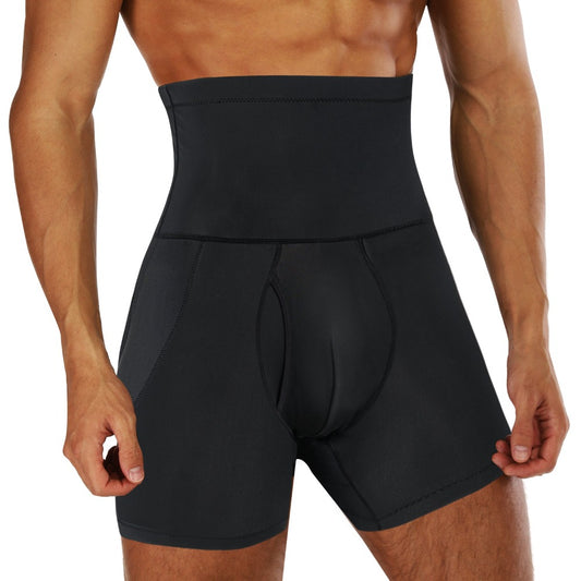 Mens High Waist Tummy Control Shaper Short With Removable Pads Black - Nebility