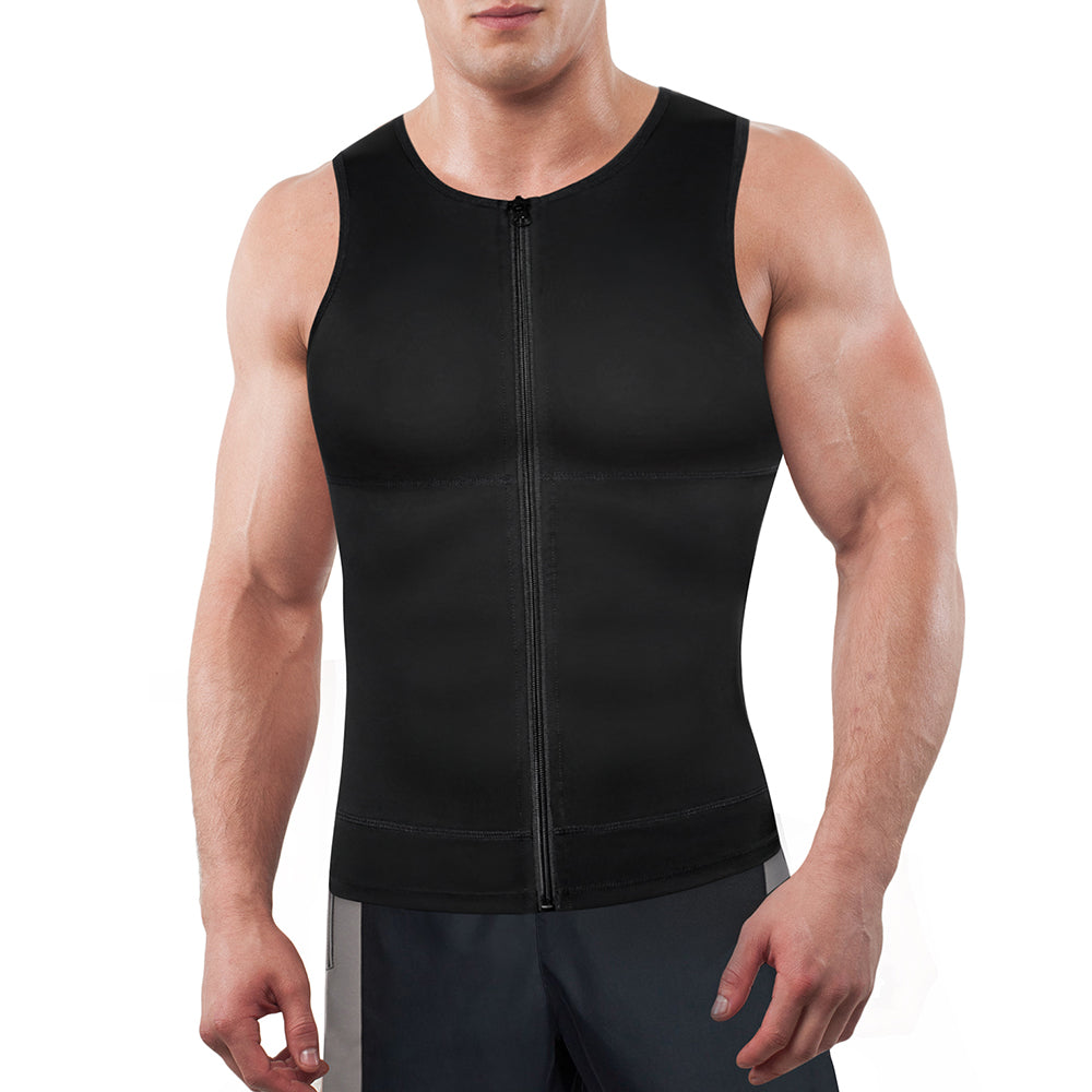 Men Zipper Vest For Slimming And Back Support Black - Nebility