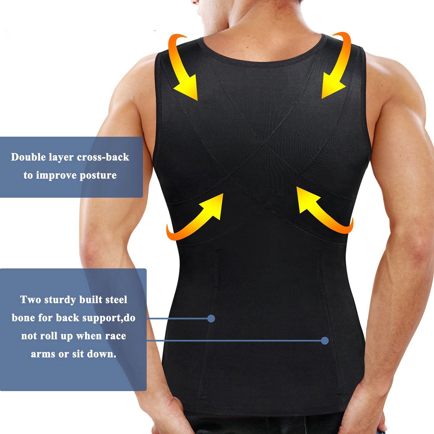 Men Zipper Vest For Slimming And Back Support - Nebility